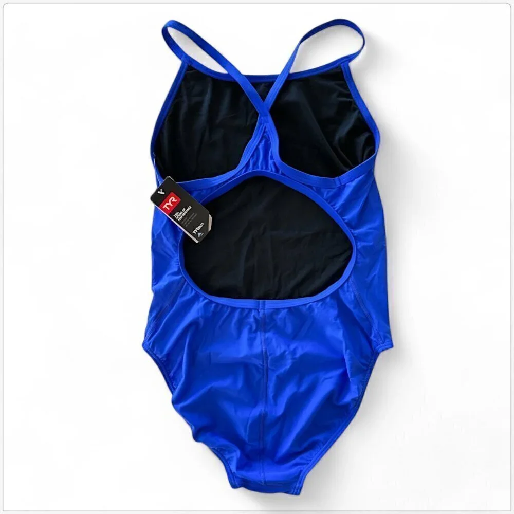 TYR Royal II Blue TYReco Solid Diamondfit One Piece Athletic Swimsuit NWT New 40